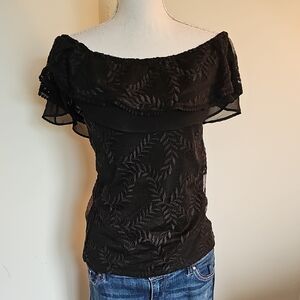 WHBM Elegant Black Off-Shoulder Top
